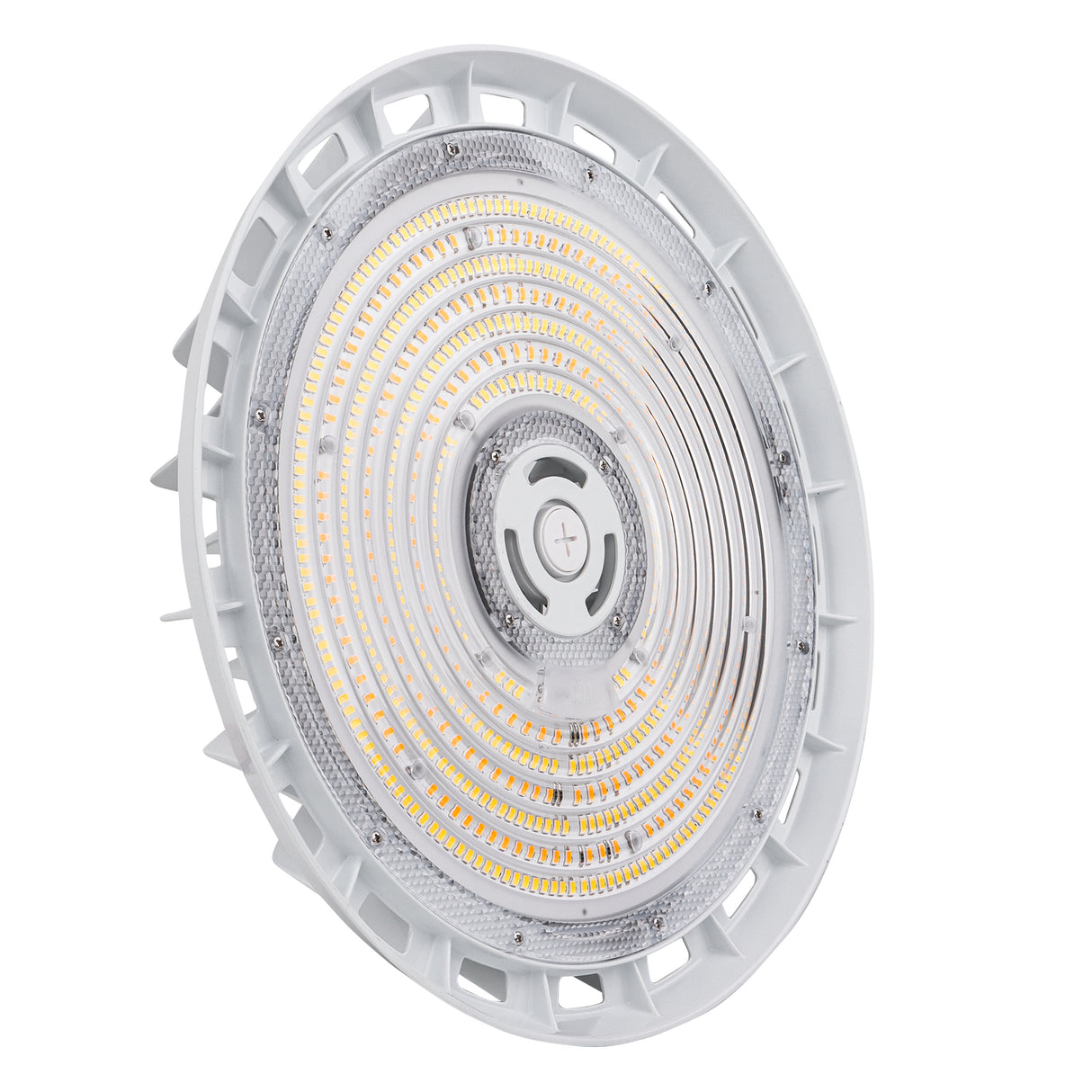 HBG-W-320W white LED UFO high bay light angled view