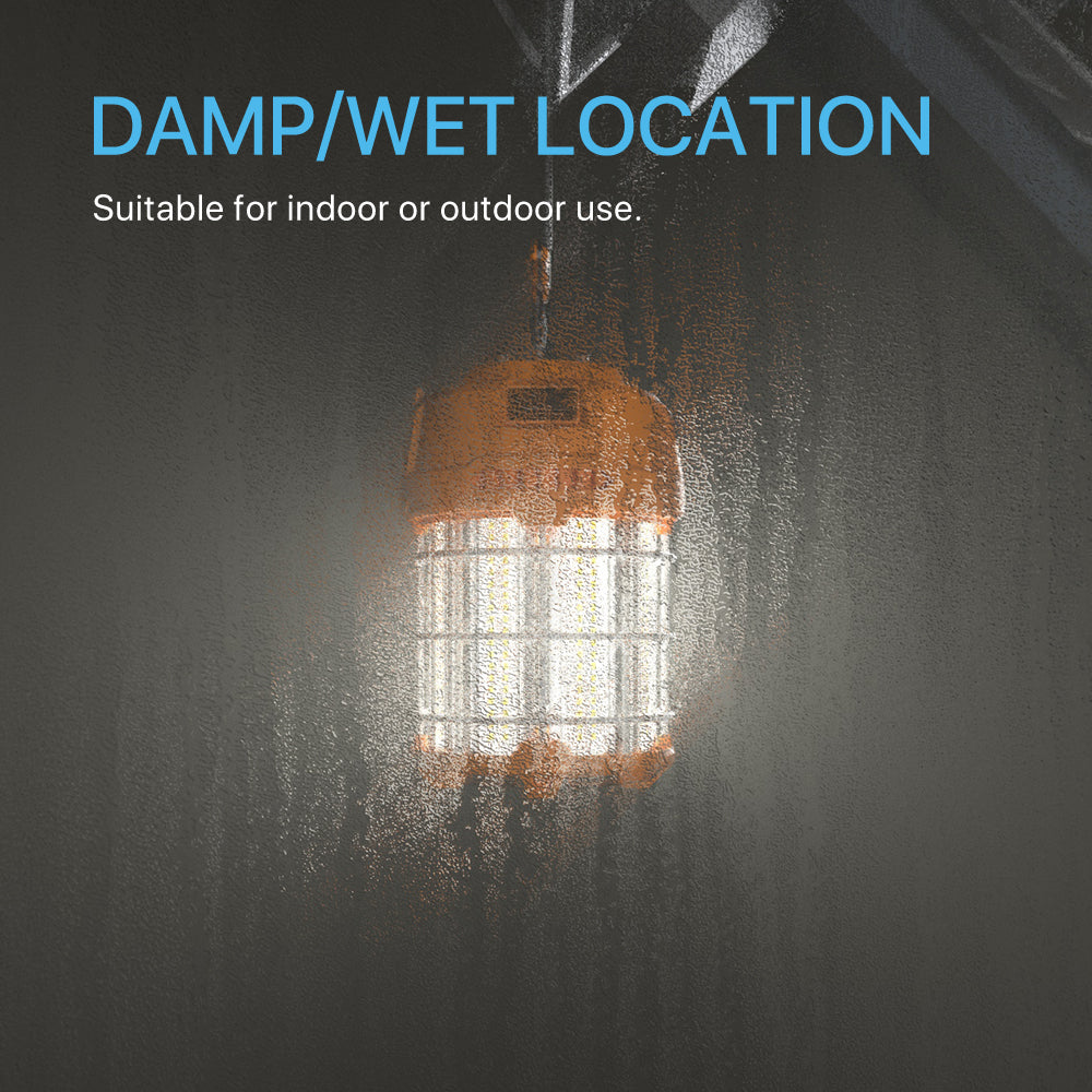 LED work light for damp or wet locations, indoor or outdoor use