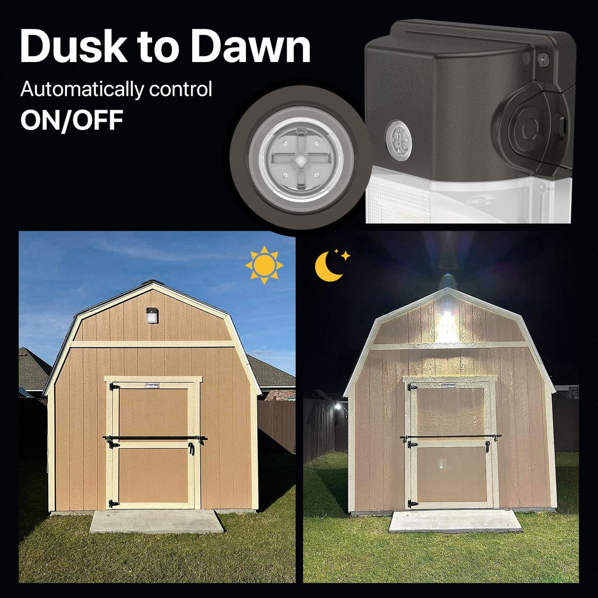 LED mini wall pack light dusk to dawn feature
