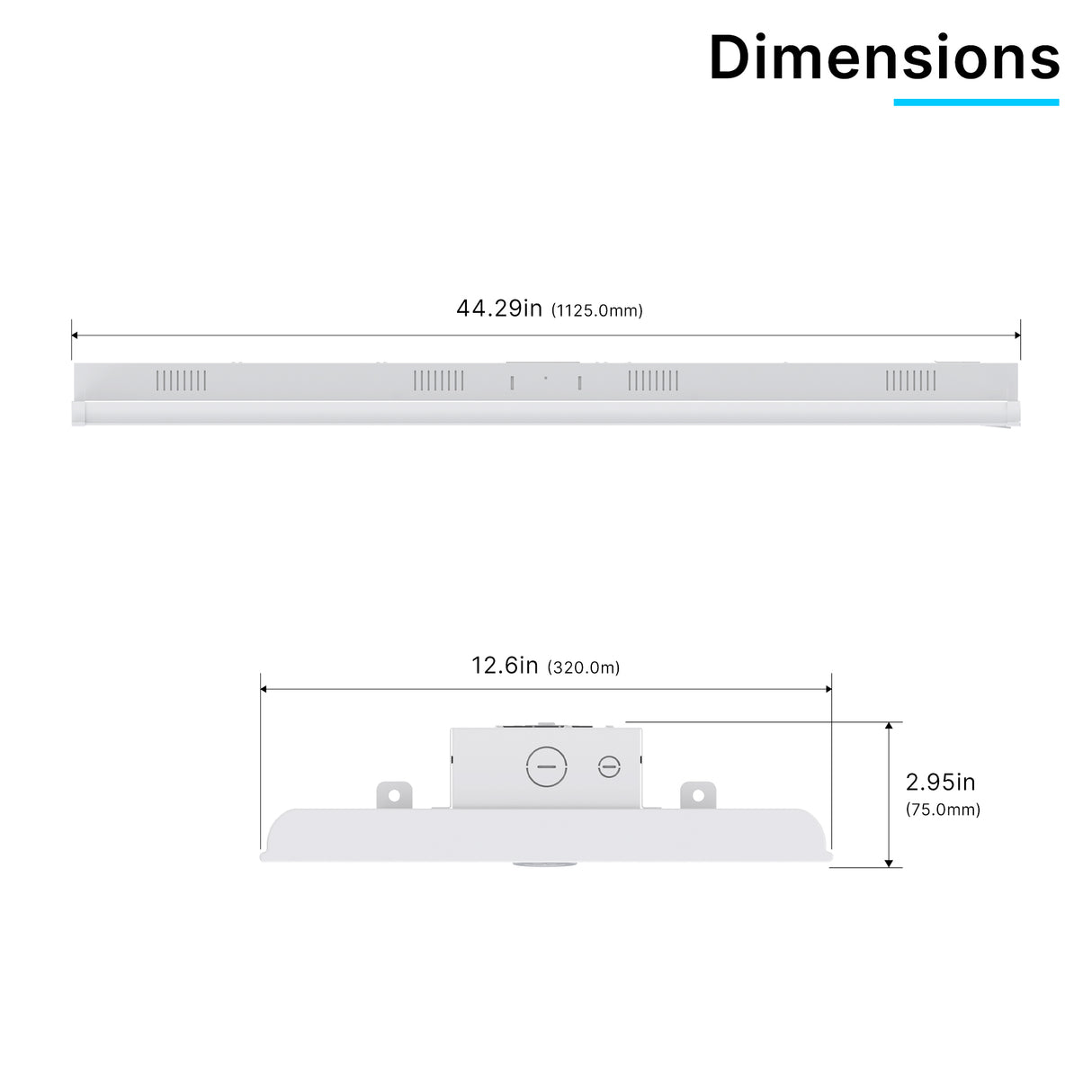 LHBD-4ft white LED linear high bay light dimensions and product size details