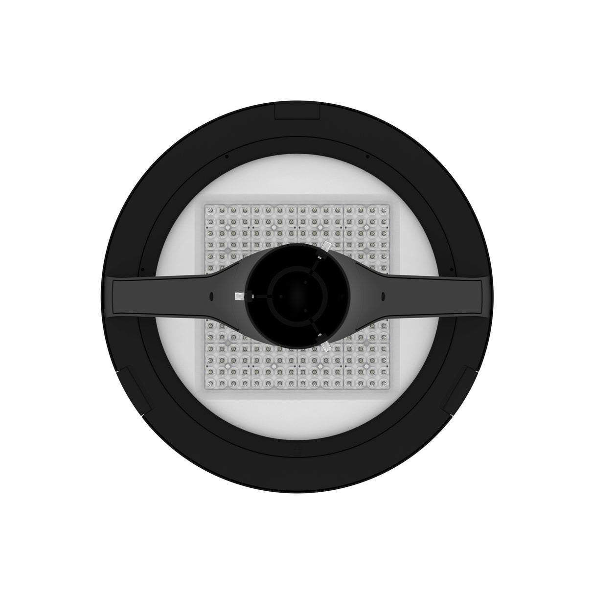Black LED post top light post mount bottom view