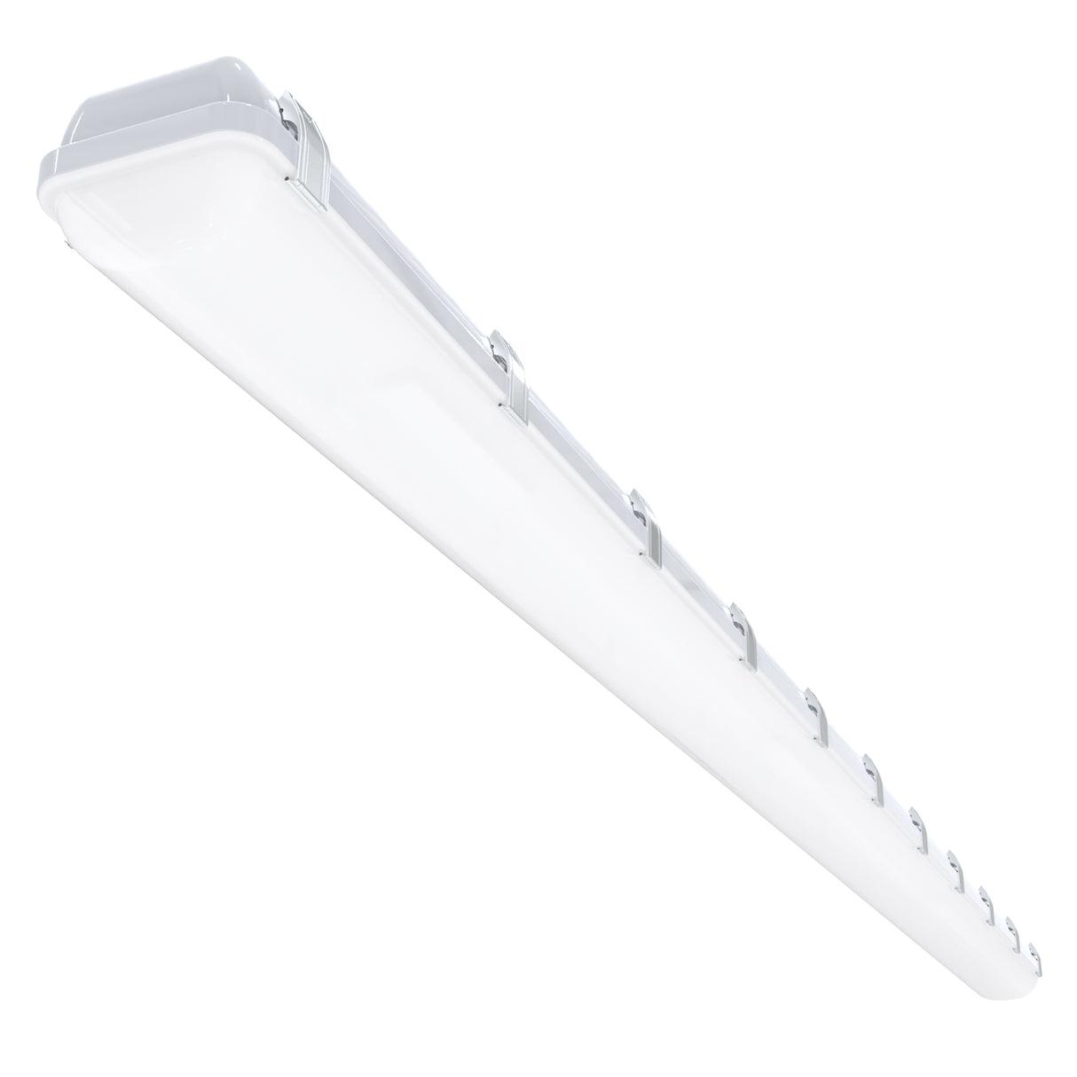 VT04 90W 8ft LED vapor tight light bottom diffuser view highlighting uniform light distribution panel
