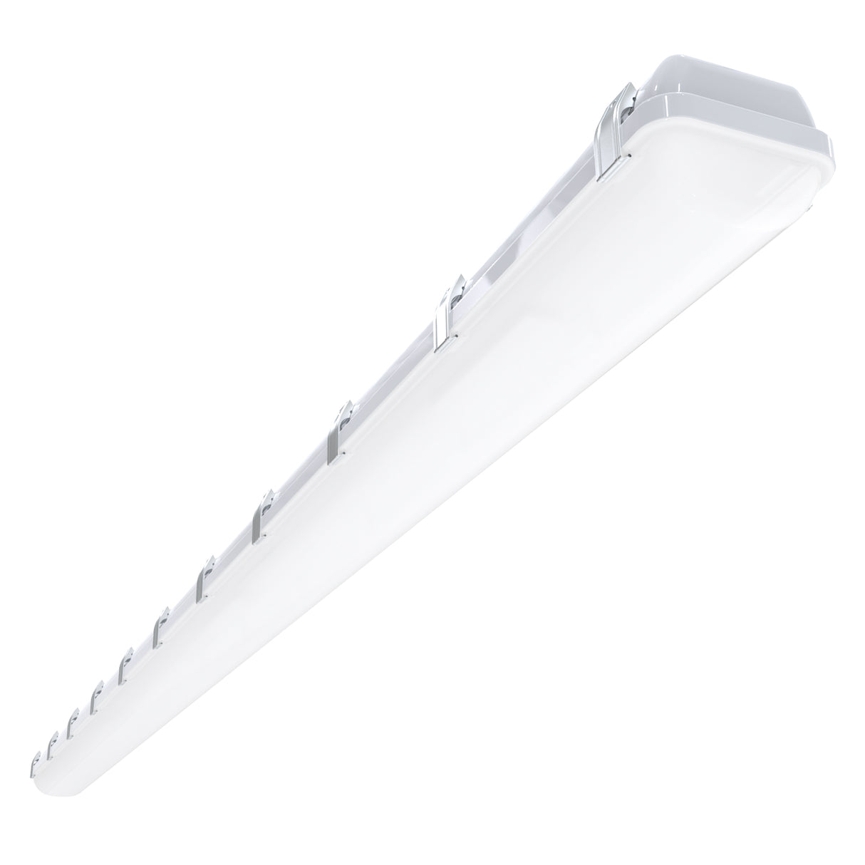 VT04 90W 8ft LED vapor tight light perspective view emphasizing IP-rated sealed enclosure design