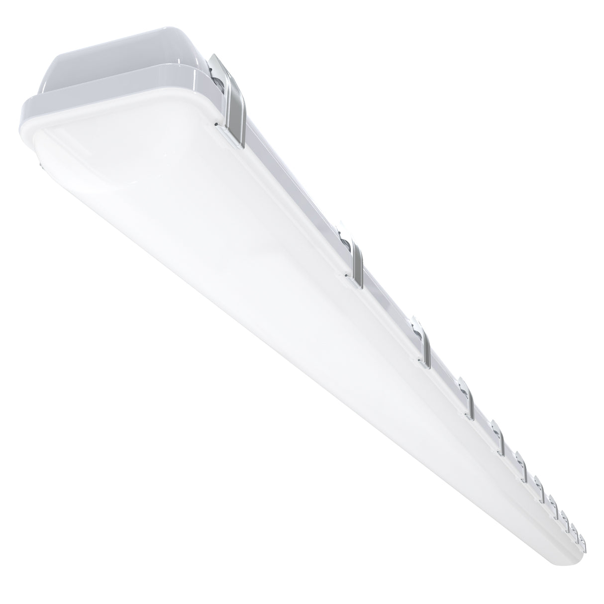 VT04 90W 8ft LED vapor tight light main hero image showing complete fixture with sealed housing and frosted diffuser finish