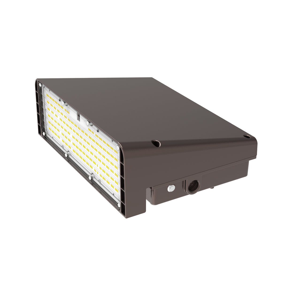 WP02 100W LED Wall Pack Light Side Angle View
