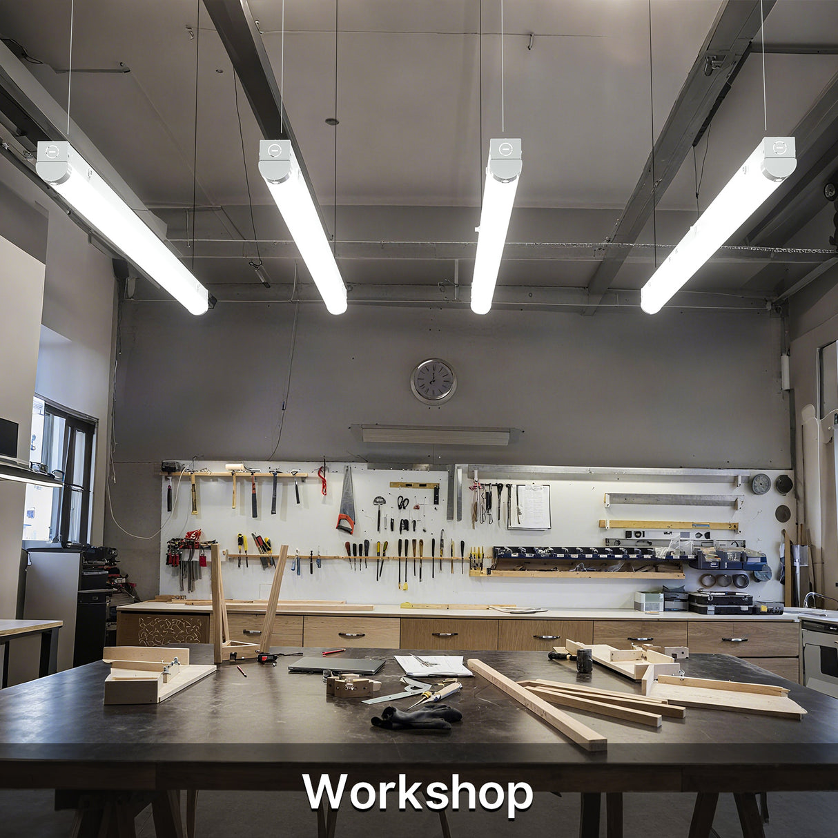 Workshop illuminated by Hyperlite LED strip lights