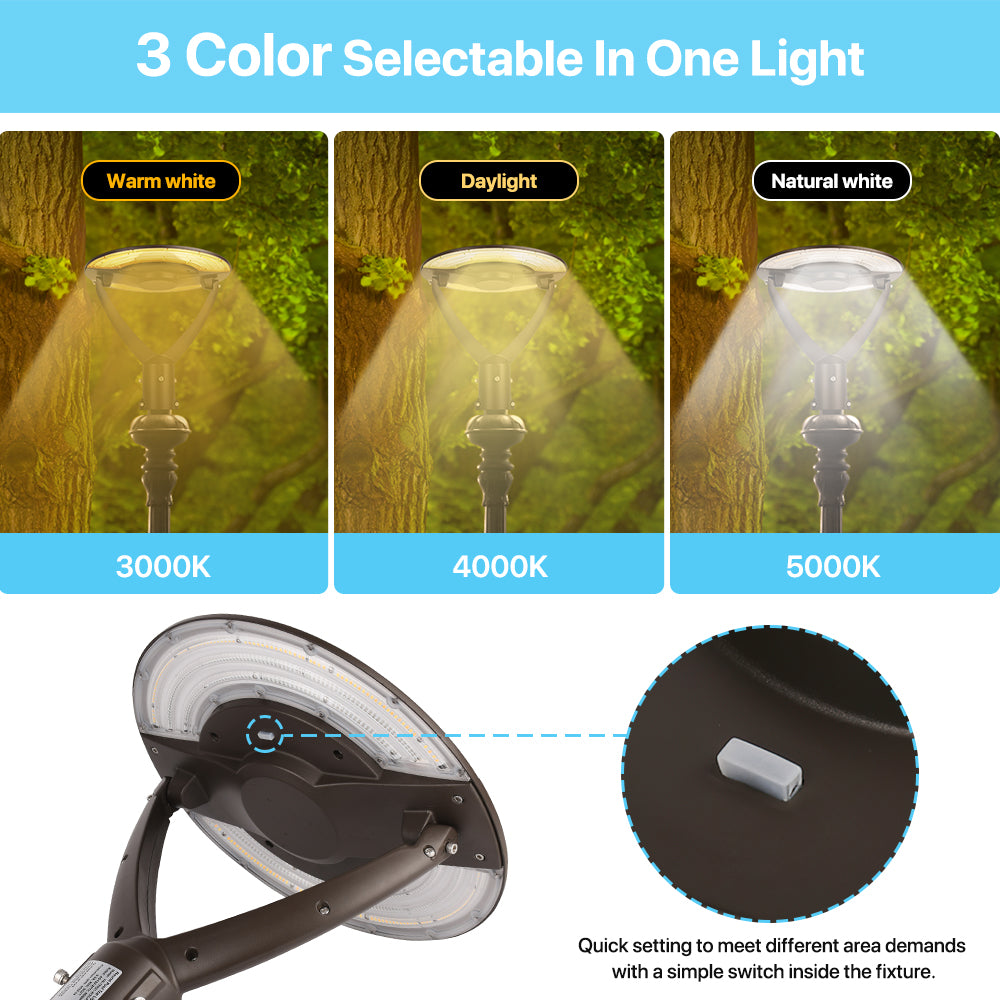 Post Top Light with CCT Selectable 3000K, 4000K, 5000K