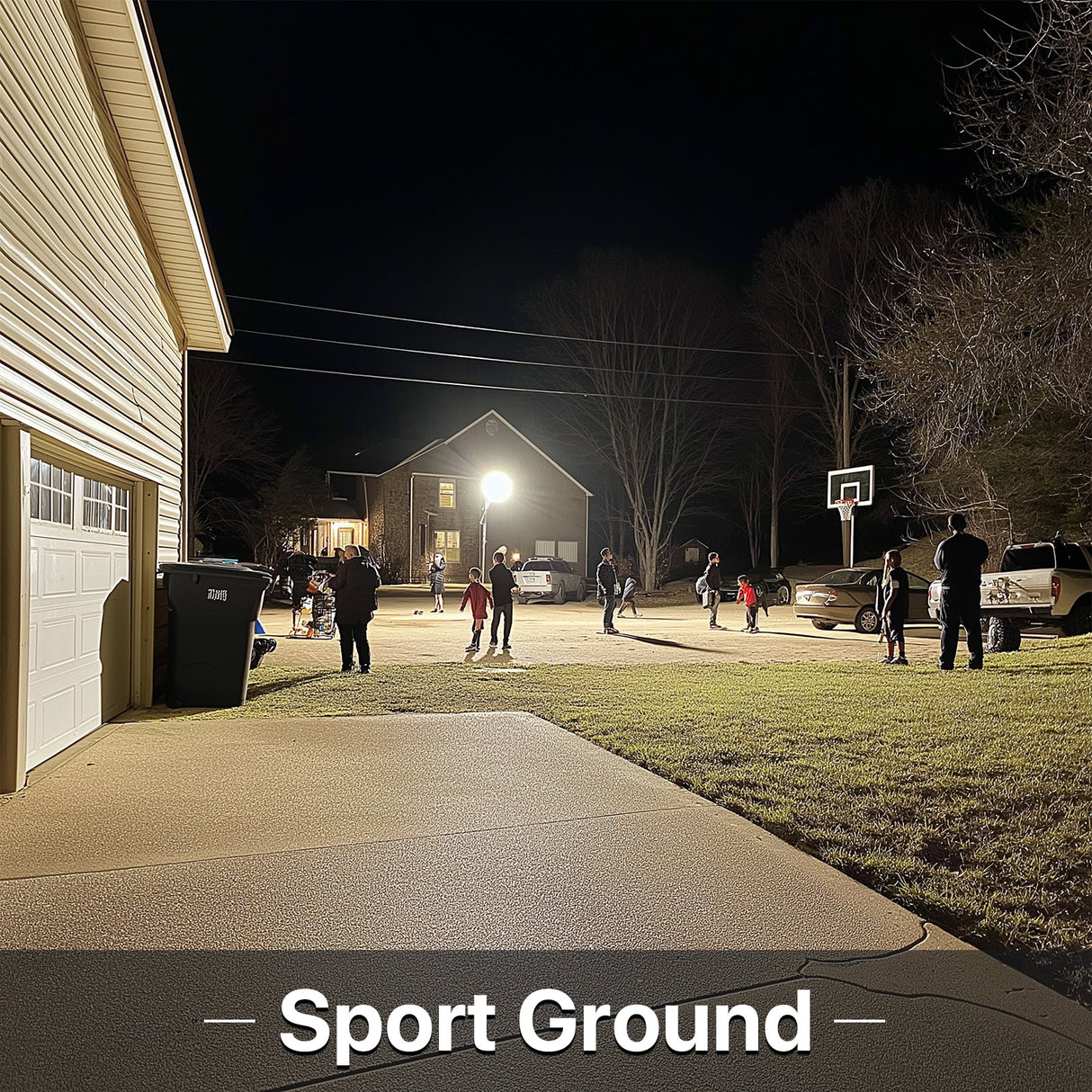 Hyperlite LED flood light illuminating a sport ground at night