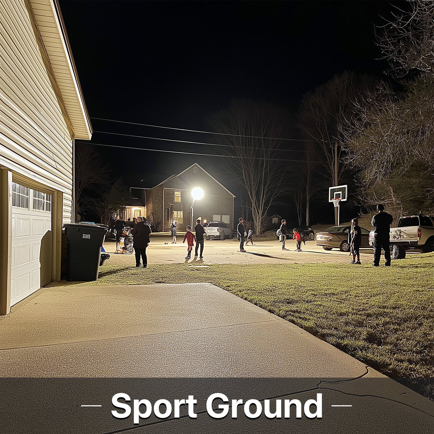 Hyperlite LED flood light illuminating a sport ground at night