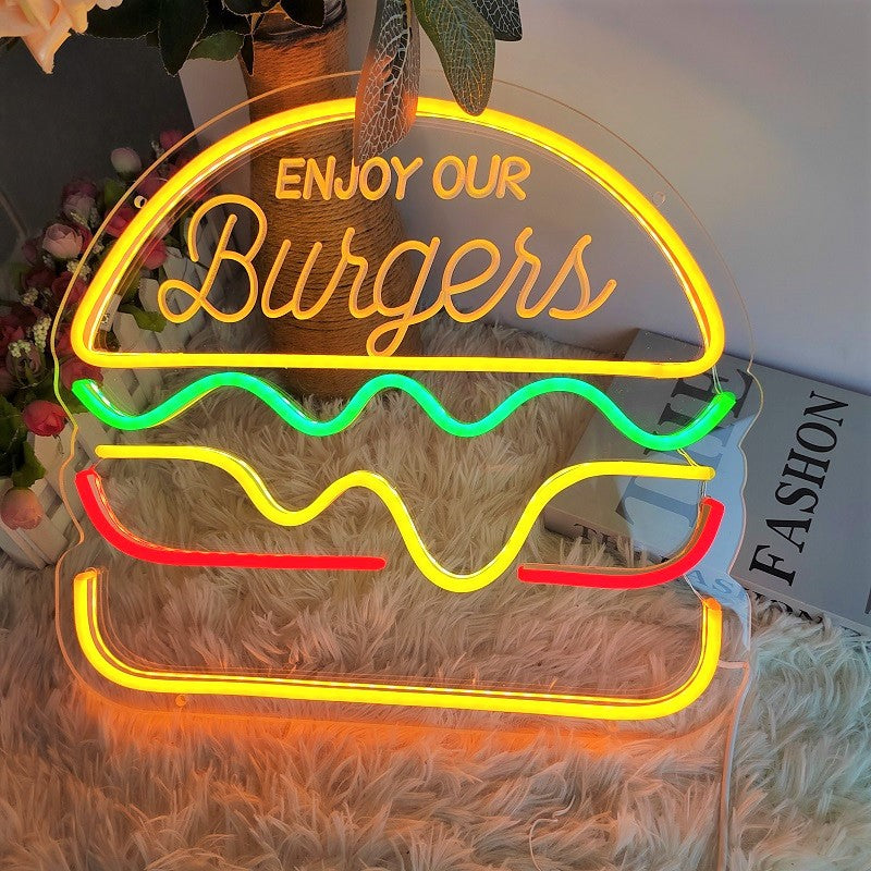 Burger neon sign light