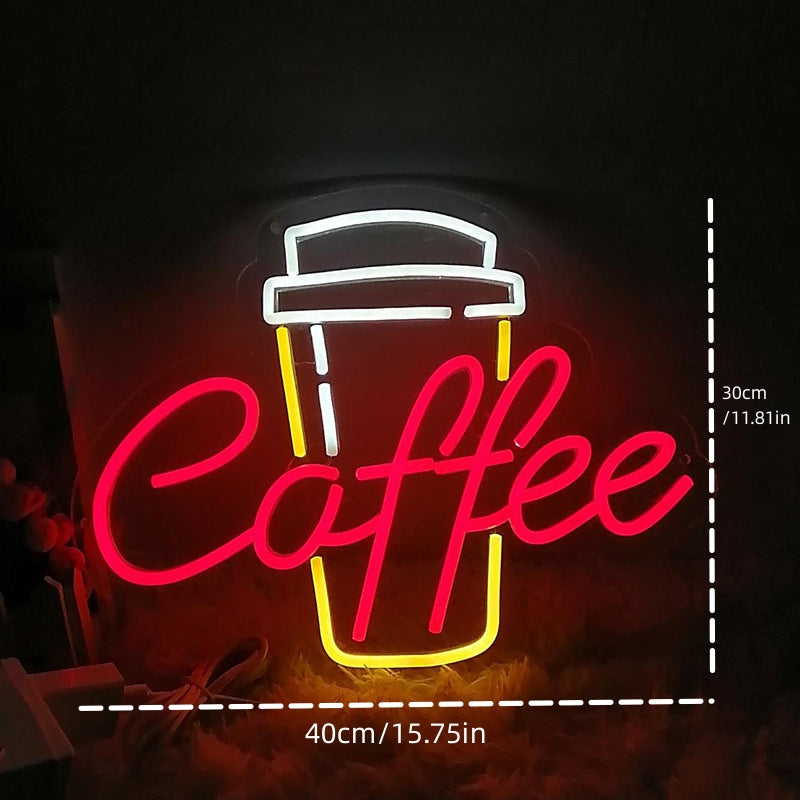 Red and yellow neon Coffee Cup sign