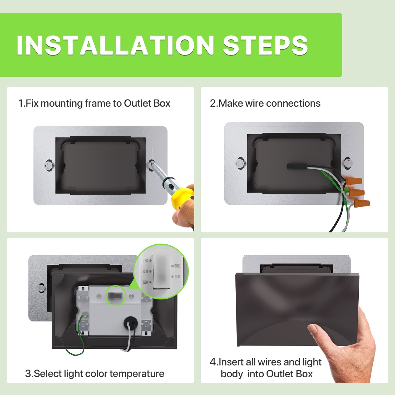 Glitgate 5CCT LED Step Lights installation steps