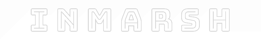 Custom neon light sign 'INMARSH' in white, cut to letter design.