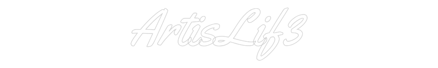 ArtisLif3 custom neon sign in super blue, Yellowtail font, for indoor wall mount, showcasing LED lighting.