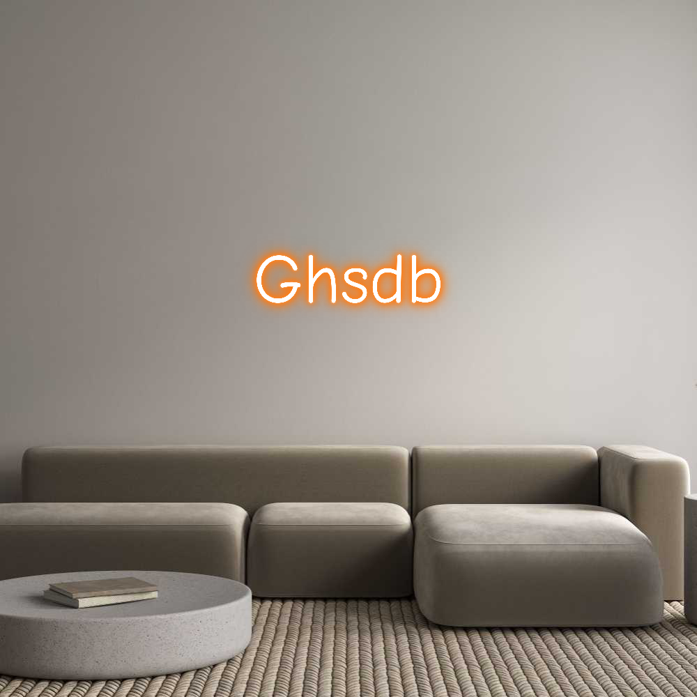 Custom neon light "Ghsdb" in orange, wall mount