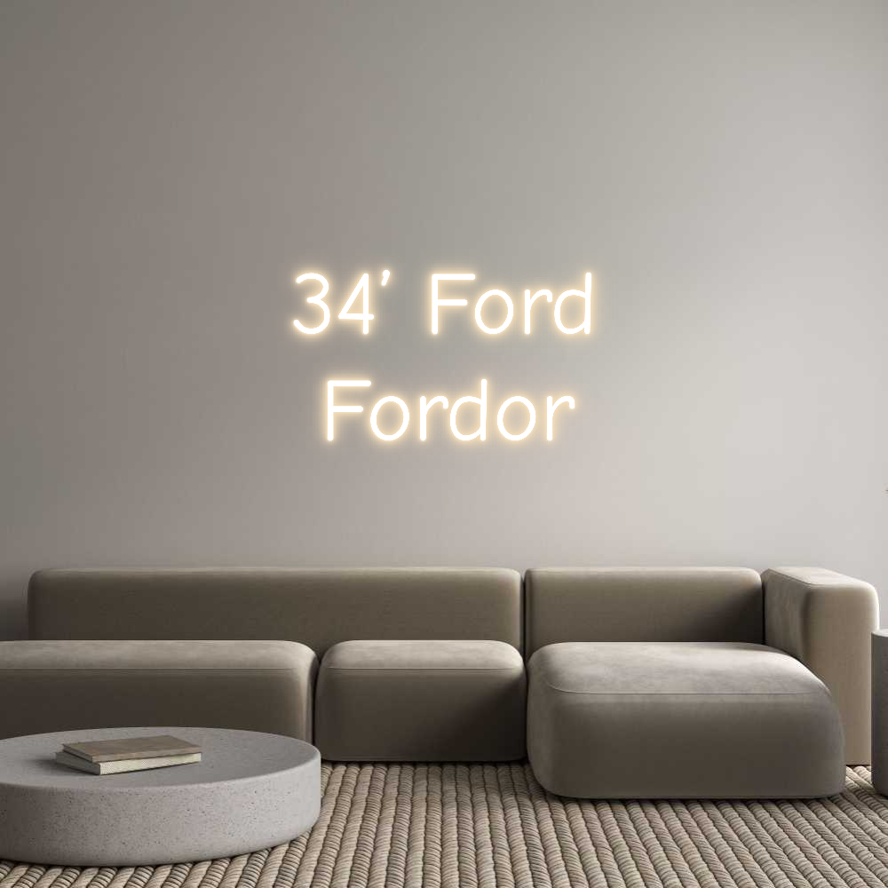 Custom Warmtone White Neon Sign 34’ Ford Fordor, wall mounted indoor decoration.