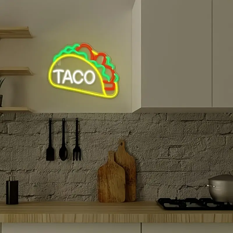 Taco Neon Sign Light in a kitchen