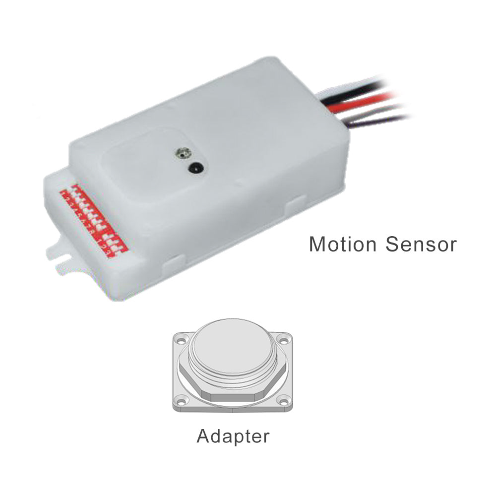 Motion sensor and adapter for LED linear high bay lights.