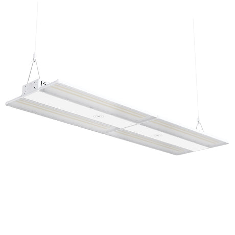 Linear High Bay LED Lights - HPLH02 Series, 61000lumens, Adjustable Wattage & CCT, 347-480V - White Linear High Bay LED Light fixture, HPLH02 Series, with adjustable wattage and CCT, 61000 lumens, 120-277V
