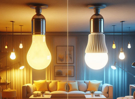 Comparison of LED lights of different prices in a room