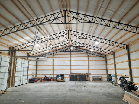 High bay LED lights are installed within the roof structure