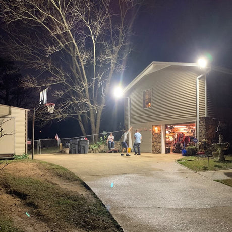 Floodlights installed outdoors