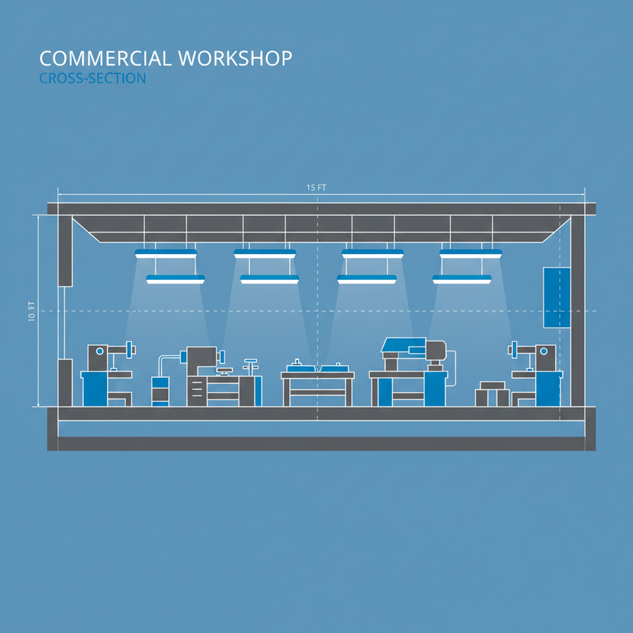 Dimensional Guide: Fitting Linear High Bays in Low-Clearance Shops
