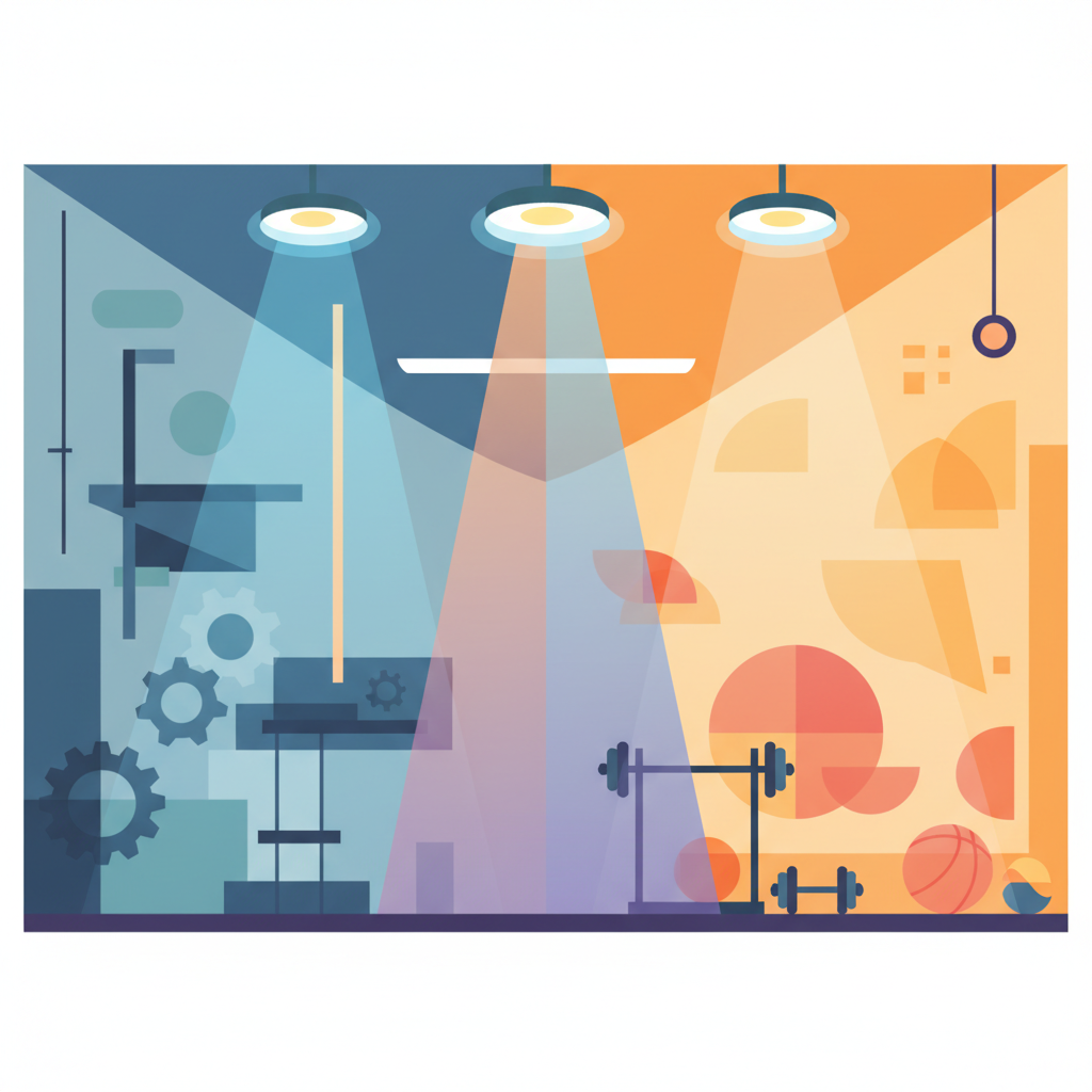 Optimizing UFO High Bay Mounting for Mixed Gym-Shop Heights