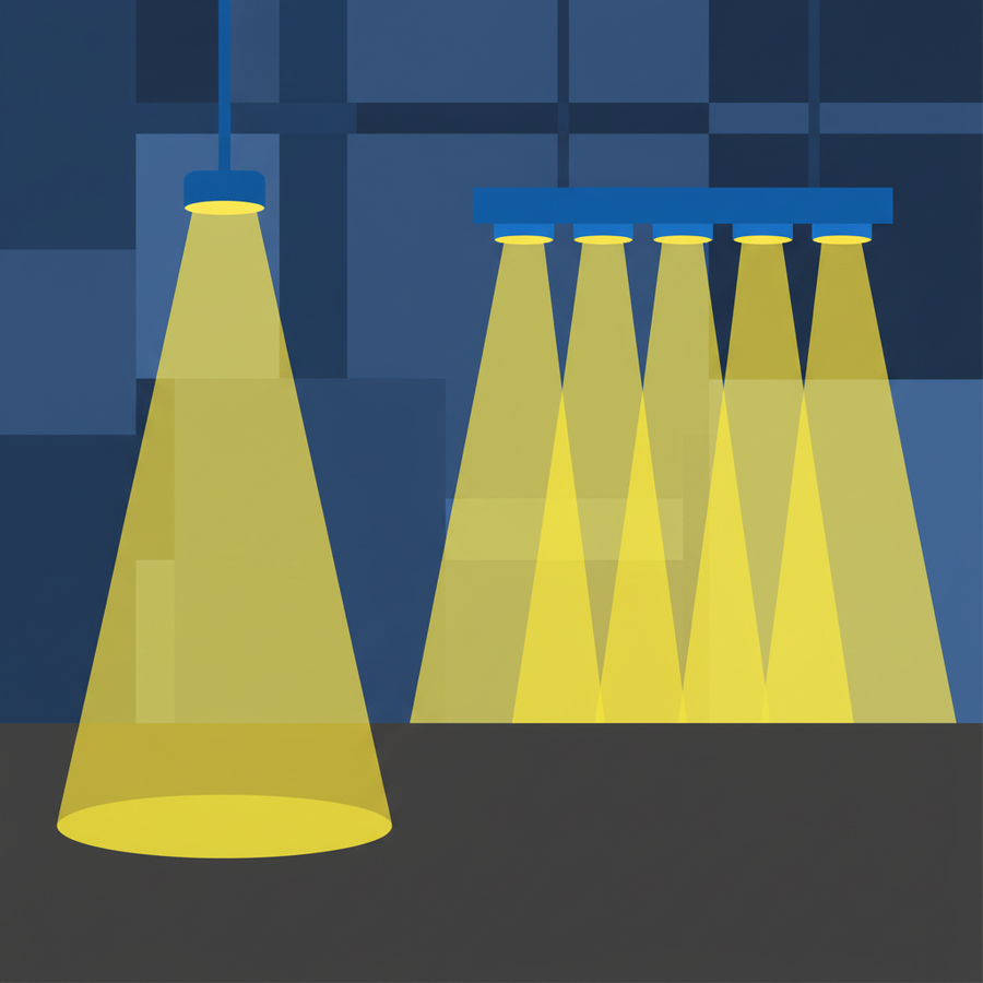 Light Coverage: One UFO vs. Four 4ft LED Shop Lights