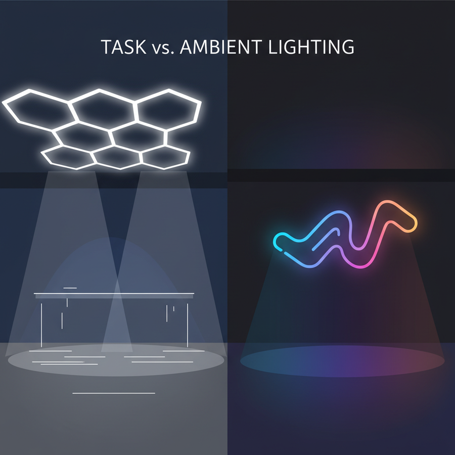 Task vs. Ambient: Choosing Between Hexagons and Neon Signs