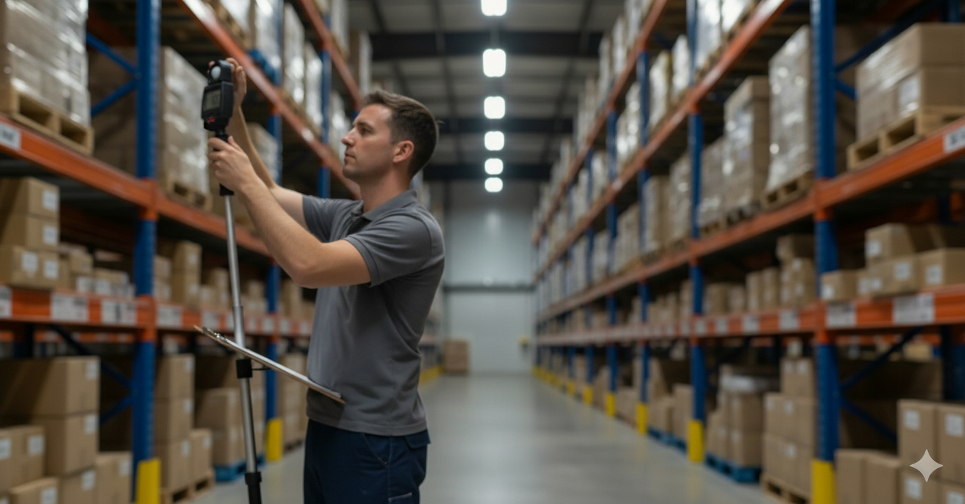 Testing Vertical Lux Levels: A Field Guide for Aisle Audits