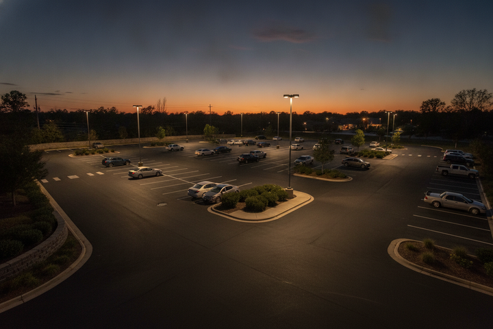 Irregular Parking Lot Lighting: Choose Distribution Around Property Shape and Pole Locations