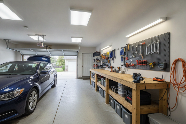 Parking-to-Repair Garage Lighting: Separate Access, Work, and Inspection Zones
