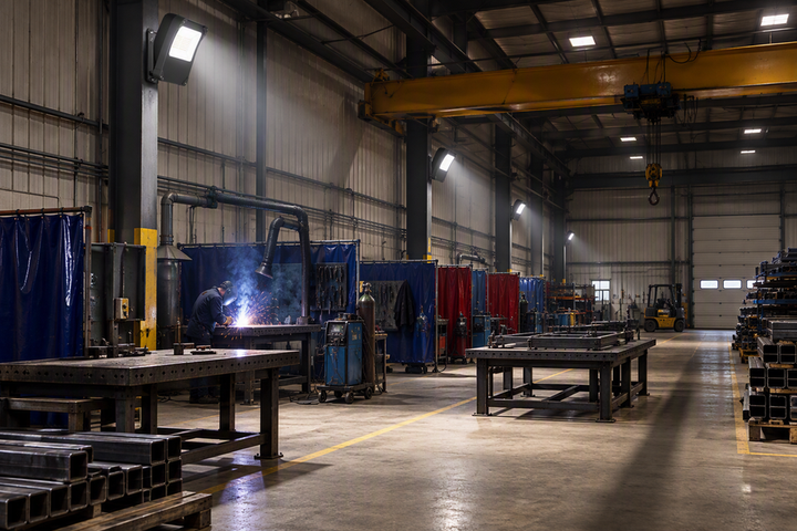 Metal Fabrication and Welding Bay Lighting: Surviving Sparks, Dust, and Crane Shadows