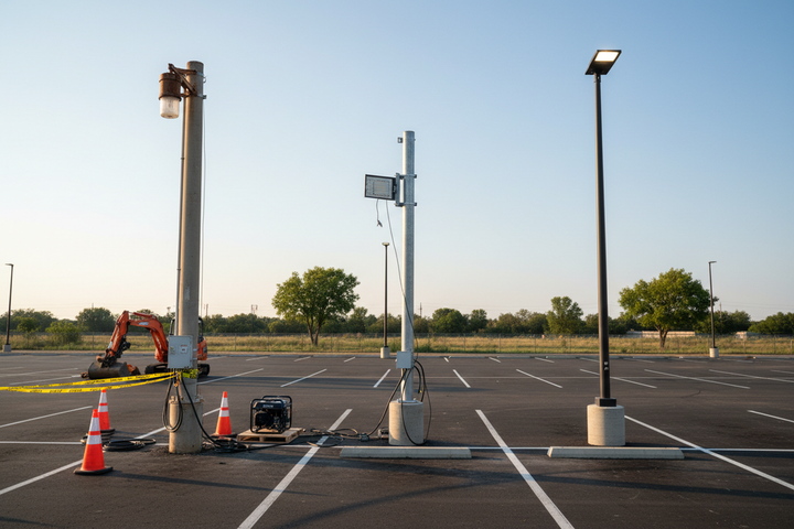 Parking Lot Retrofit With Fixed Pole Locations: Reuse, Modify, or Redesign?