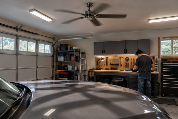 How to Reduce Ceiling-Fan Shadow Flicker in Garage Lighting