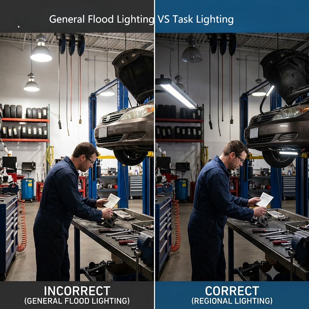 Workshop Lighting for Mechanics and Tool Benches