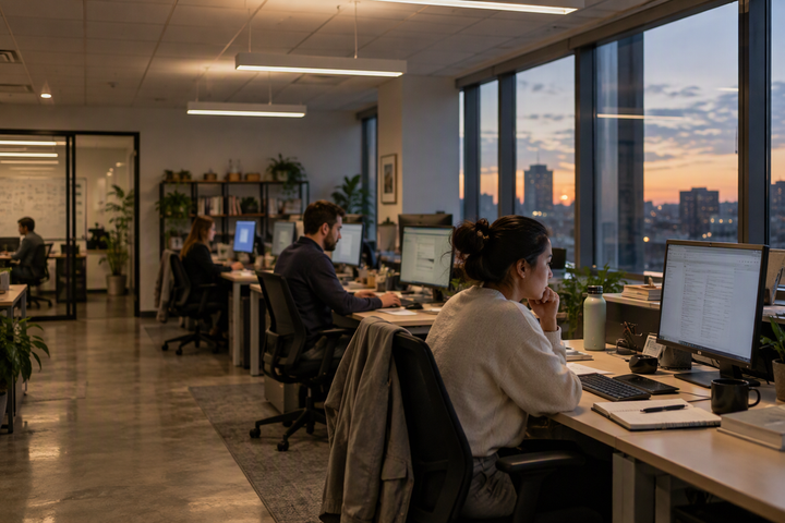 Daylight Changes in a Commercial Room: Compare Day and Night Lighting Needs