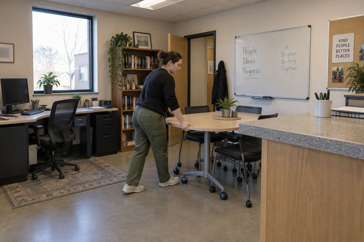 How to Plan an Office That Switches Between Desk, Meeting, and Counter Work