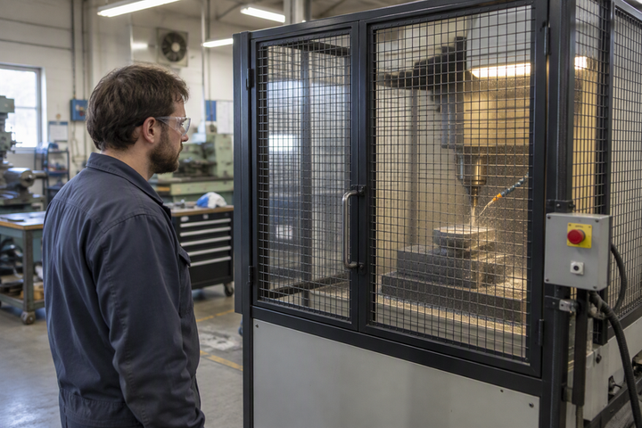 Workshop Lighting for Equipment Guards That Open and Close