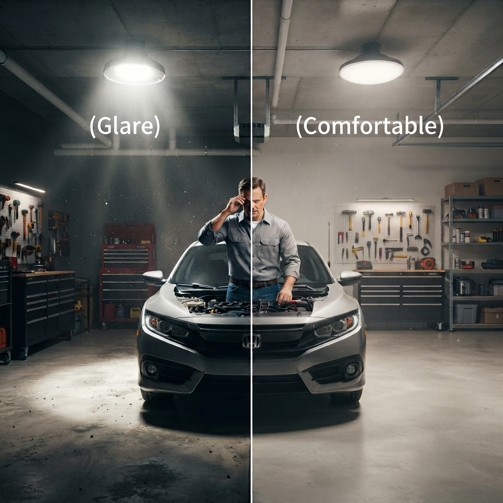 Reducing Glare from High Bay Lights in Home Garages