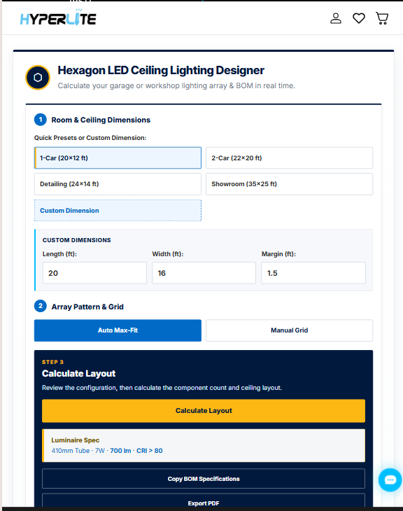 Hyperlite Launches Hexagon Garage Light Calculator to Streamline Commercial and Residential Lighting Design