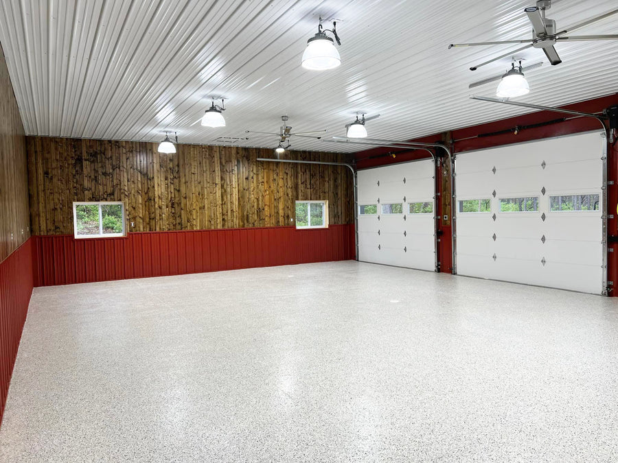 High bay lights are used in the workshop