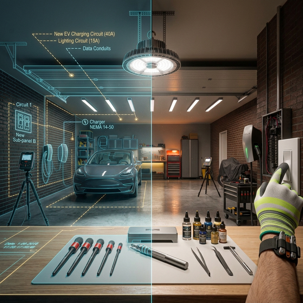 Planning Garage Lighting During EV Charger Installation