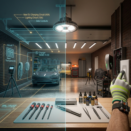 Planning Garage Lighting During EV Charger Installation