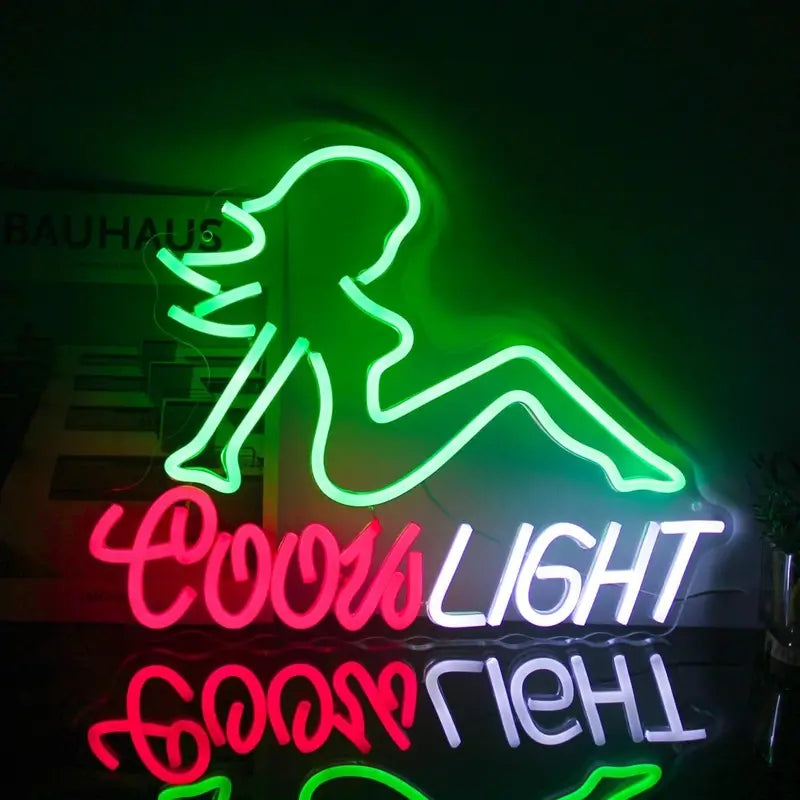 Neon Woman Sign | Coors Light Decor | Bar Decor