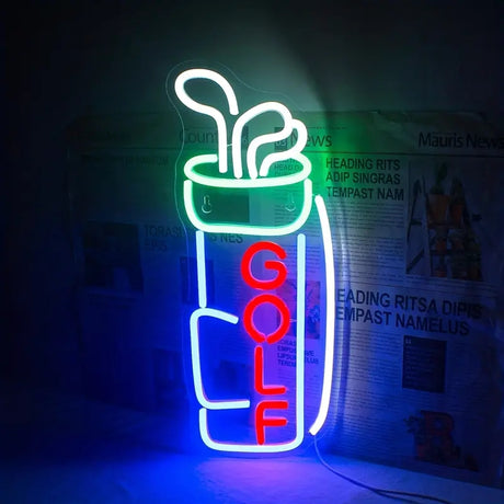 Golf bag neon sign for business