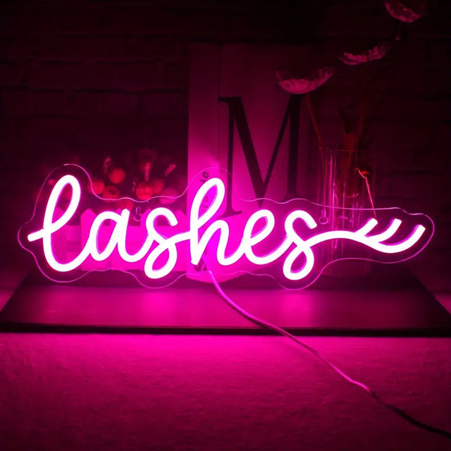 Lashes letter neon sign