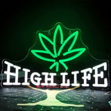 High Life neon sign with Leaf