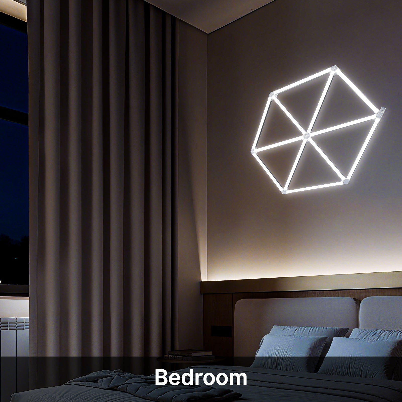 Geometric LED light - bedroom